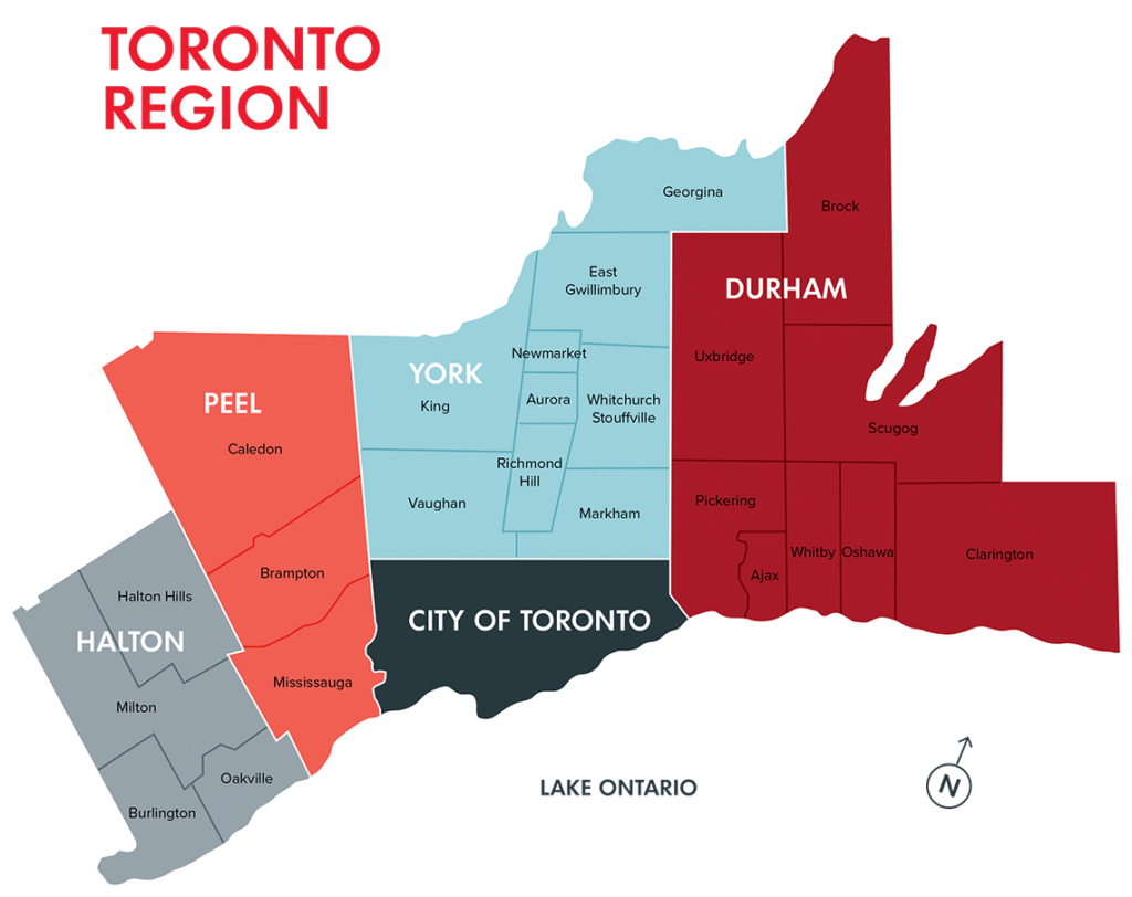 toronto regional map with municipalities